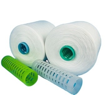40s/2 100% Polyester Core Spun Yarn Ακατέργαστο λευκό βιομηχανικό νήμα από πολυεστέρα